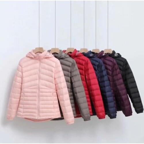 Brand Womens Down Coat Hat Detachable Ultra Light Down Jacket Women Autumn Winter Hooded Feather Warm Jacket