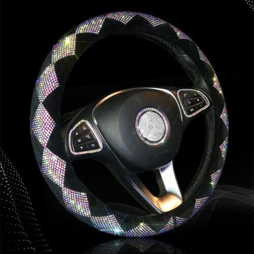 Car Steering Wheel Cover for Woman Girl Bling Diamond Auto Accessorie Fur Volante Funda Volante Seat Belt Shoulder Pad