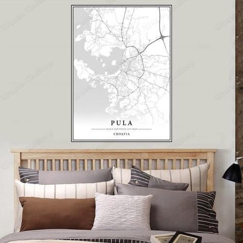 Black and White City Map The Pula City Map Poster HD Print Wall Art Canvas Nordic Landspace Painting for Home Decor
