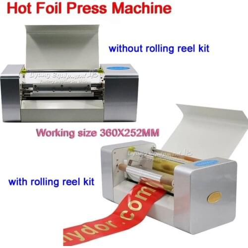 Digital hot Foil press machine stamping printer with rolling reel kit for Paper Branding Custom Logo Marking Embossing Tools