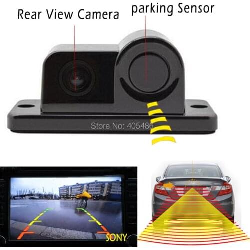 For all cars universal 2 in 1 Automobile Car CCD RearView Camera With Backup Parking Sensor Radar System For Parking Assistance