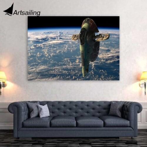 1 piece canvas art canvas painting space view aircraft HD printed home decor poster wall panel pictures for living room XA1672D