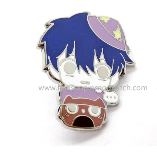Custom silver metal hard enamel cartoon boy badge