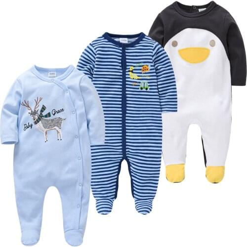 Baby Boys Rompers Infant One-Pieces 3 pcs/pack Newborn Clothes Baby Girls Clothing Pajamas Cool Animals Cartoons Toddlers