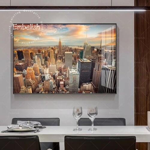 Embelish Beautiful Landscape Wall Art Pictures For Living Room Sunset View Of New York City Home Decor Posters Canvas Paintings