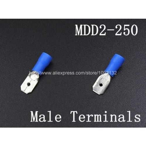 MDD2-250 16-14 AWG Male Pre-Insulating Joint European Type Wiring Splice Terminals 1000PCS