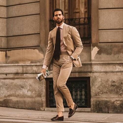 British Style Brown Mens Coat Suits Customize Winter Groom Wedding Tailored Party Prom Business Blazer (Jacket+Pants)