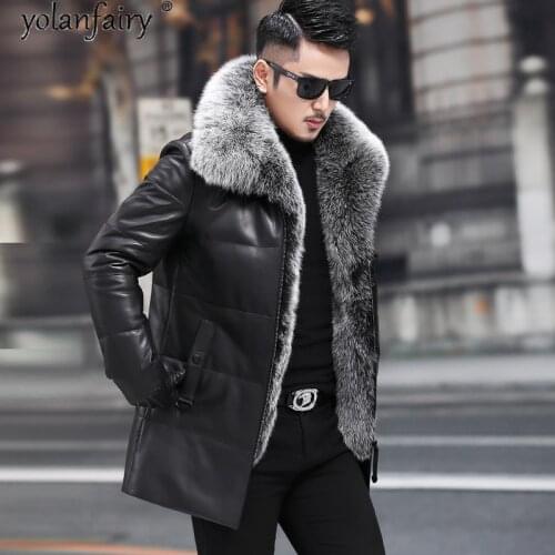 YOLANFAIRY Mens Down Jackets Winter Jacket Mens Genuine Sheepskin Real Natural Fur Coat Male Coats Ropa De Hombre A-1550 TN7