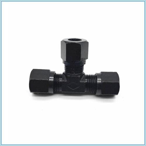 Card set three-way hydraulic fitting, 6mm Marine tubing connecting high-pressure carbon steel black joint