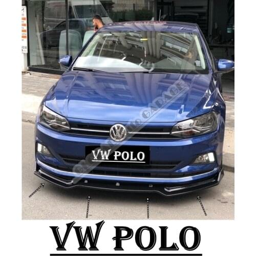 For VOLKSWAGEN POLO Front Bumper Attachment Lip 2009-2020 Piano Glossy Black Splitter Diffuser Universal Spoiler Bumper
