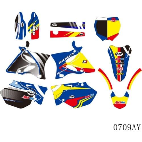 Full Graphics Decals Stickers Motorcycle Background Custom Number For YAMAHA YZ125 YZ250 YZ 125 250 2002-2014