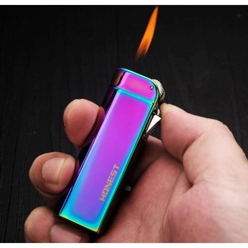 HONEST 2021 NEW removable inflatable lighter Retro metal grinding wheel outdoors Butane Smoking igniter men gift（no gas