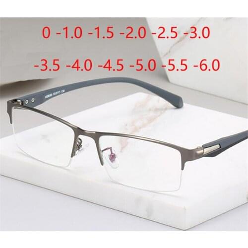 Half Frame Vintage Myopic Glasses Finished Women Men Metal Square Diopter Spectacle Prescription 0 -1.0 -1.5 -2.0 -2.5 To -6.0