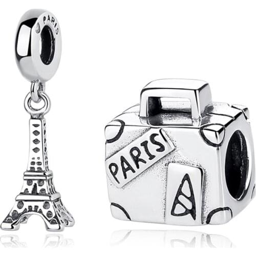 Jclowsexy Authentic 925 Sterling Silver Bead Vintage Roman Colosseum Heart Travel Pendant DIY Charms Fit Bracelet Bangle