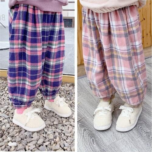 2-6 Years Toddler Girls Pants 2020 Autumn Fashion Plaid Cotton Elastic Waist Pants for Girl Kids Casual New Stlyle Trousers