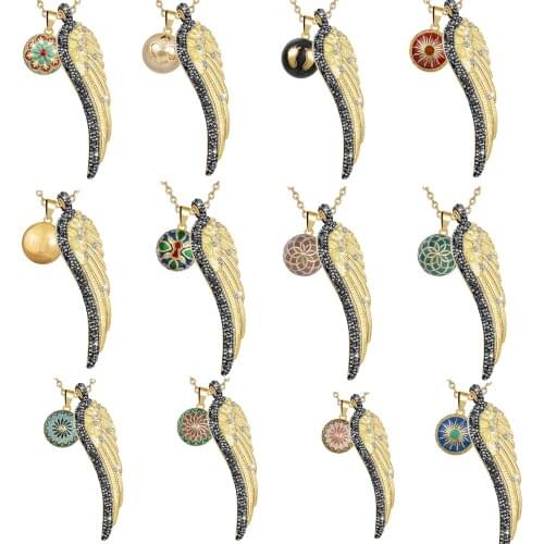 Eudora Angel Caller Harmony bola ball Pendant Necklace Pregnancy Jewelry Copper Metal 20 mm Chime Bola With Crystal Angel Wing