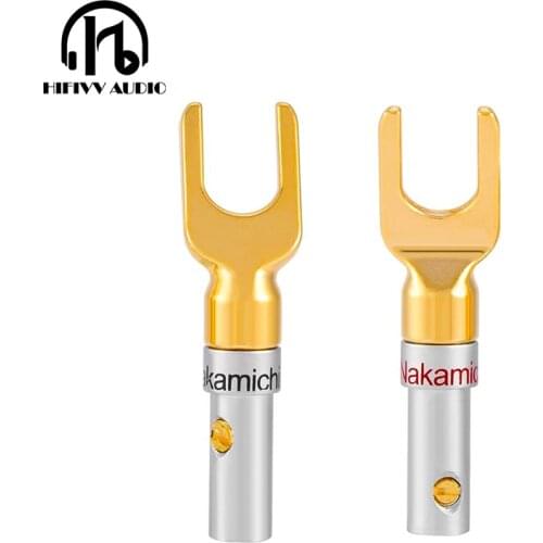 Hifivv audio hifi Speaker plug Audio cable connector a lot of 4pcs Wholesale Y plug Brass Speaker Plug
