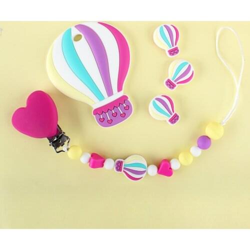 Hot Air Balloon Silicone Teether Beads Food Grade Dummy Rodent Pacifier Chain Infant Teething Molar Products Baby bead Teether