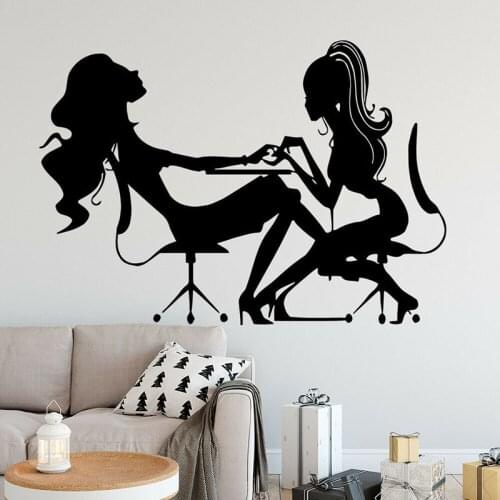 Fashion Wall Decal Creative Nail Studio Beauty Salon Girls Room Interior Decor Vinyl Window Stickers Art Silhouette Mural E667