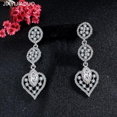 Jiayi jiaduo Bride wedding jewelry earrings for glamor womens costume accessories silver color long earrings gift dropshipping