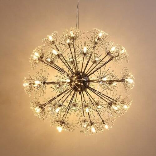 Nordic Design Plate Metal Dandelion Chrome Led Pendant Light Indoor Fixture G4 Suspension Light Modern Lustre Luminaire Lamp