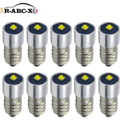 DC3V E10 LED Bulb Non-polarity 4.5V 6-30V Flashlight Replacement Bulb 3W C'ree led Torch Work Light Lamp 200Lumen White Yellow