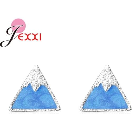 Triangular Snow Mountain Shape Trendy Popular Stud Earrings 925 Sterling Silver For Women Perfect Jewelry Wholesale