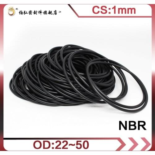 Nitrile Rubber O-Ring 20PCS/lot Black NBR Sealing CS1mm OD22/23/24/25/26/27/28/30/35/40/50mm O-Ring Seal Gasket Ring