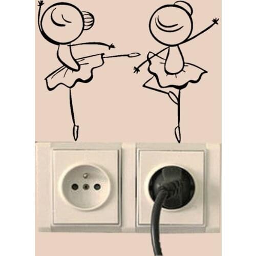 Two Girls Ballerina Gym Fashion Vinyl Wall Decals Light Switch Stickers 5WS1354