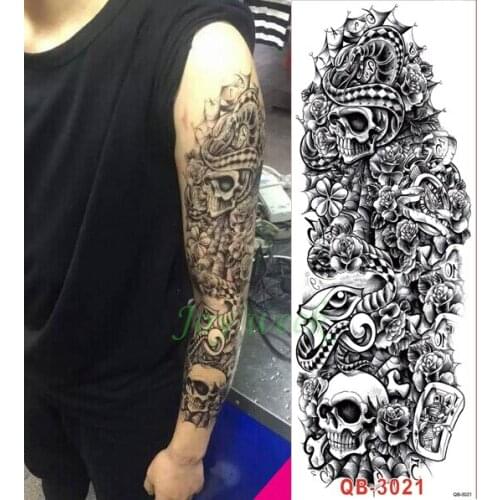 Waterproof Temporary Tattoo Sticker full arm large size skull snake Gods eye tatto stickers flash tatoo fake tattoos for men