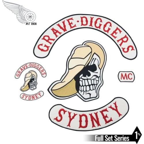 Embroidery GRAVE DIGGERS MC Club patch Biker Vest iron on Patches for Jacket Motorcyle item applique