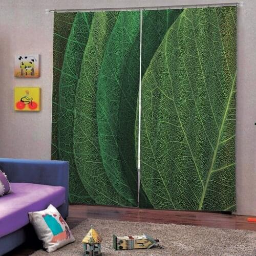 High Quality Window Blackout Curtain Printing 3D Curtain Living Room Bedroom green leaf Photo Children Room Curtain