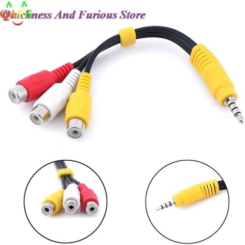1pcs 3.5mm Aux Male Stereo To 3 RCA Female Audio Video AV Adapter Cable For High-Performance Video And Audio Playback