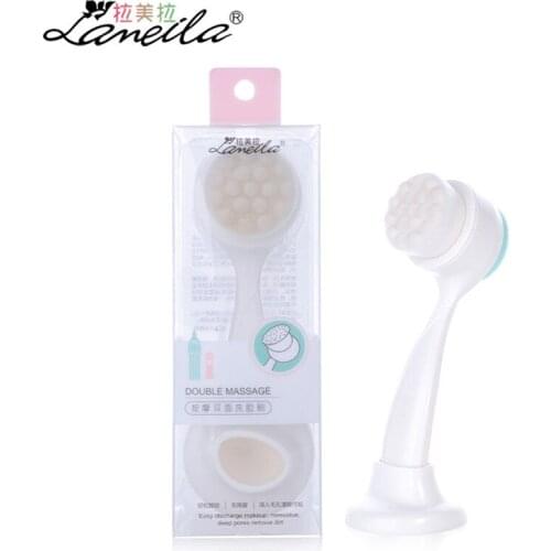 1pc Two-sided Double Effect Facial Cleansing Brushes Massager for Face Silicone Cleanser Deep Wash Hand Cleaning Skin Care Sets