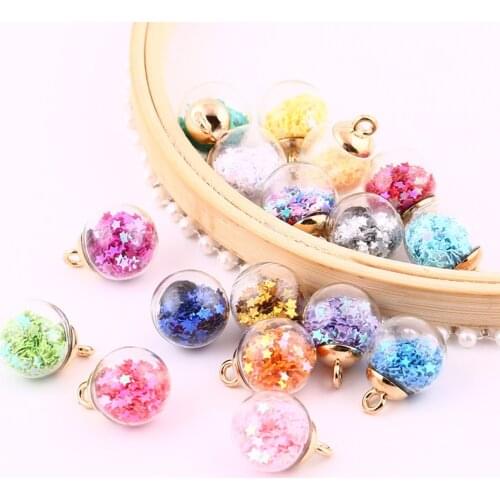 16mm Mini Glass Bottles With Color Star Sequins Pendant Ornaments For DIY Handmade Necklace Earrings Jewelry Making