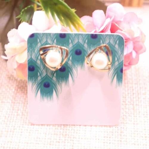 New Hot Sale 200pcs Diy stud/drop earring card white/kraft/black cardboard small cute earring products package card 5*5cm