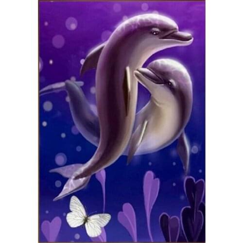 5D Diamond Painting Dolphin Animal Handcraft Kit Home Decoration Embroidery Picture Full Drill Square Lover Gift WG1631