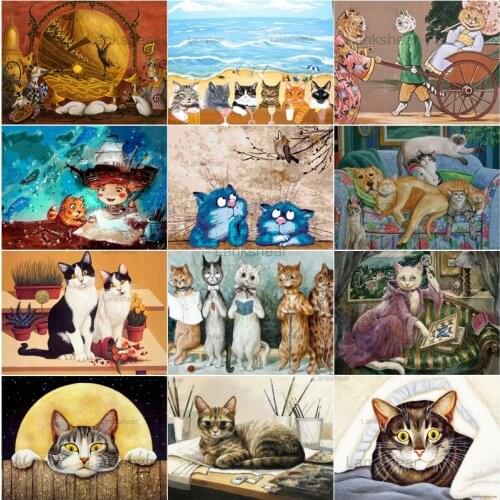 5D Diy Full Square Round Diamond Painting Cute Cat Embroidery Mosaic Animal Art Pictures Cross Stitch Kits Home Decoration Gifts