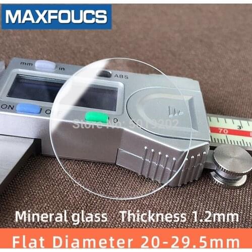 Watch glass Mineral glass Flat Thick 1.2mm diameter 20 mm to 29.5 mm Transparent crystal 1Pieces