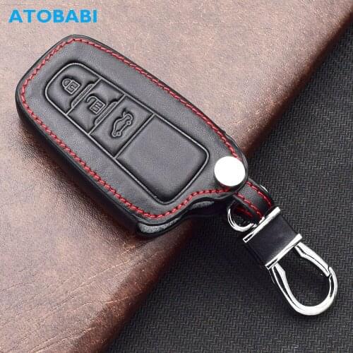 ATOBABI Leather Car Key Cases For Toyota Camry Land Cruiser Prado Corolla Rav4 Highlander C-HR 2019 3 Buttons Smart Remote Cover