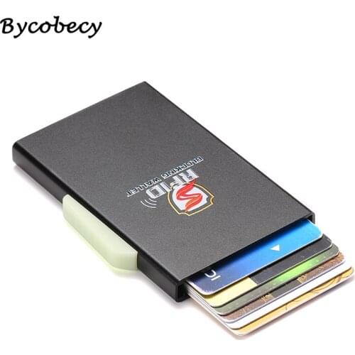 Bycobecy Credit Card Holder Female Stainless Steel Slim Anti Protect Travel Rfid Wallet Metal Mens Passport Case Porte Carte