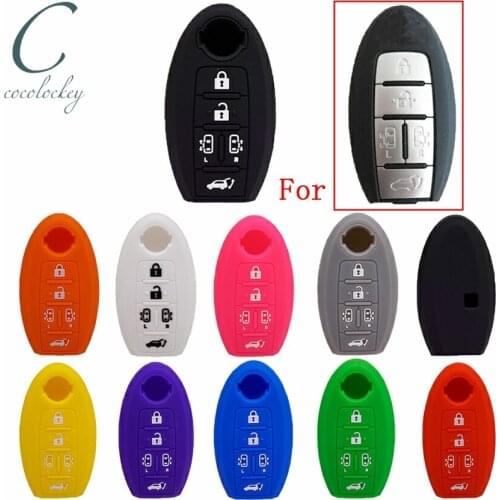 Cocolockey Key Cover Case for nissan jdm e51 elgrand Smart Key 5 button Silicone Car Key Case for 2004-2011 Car