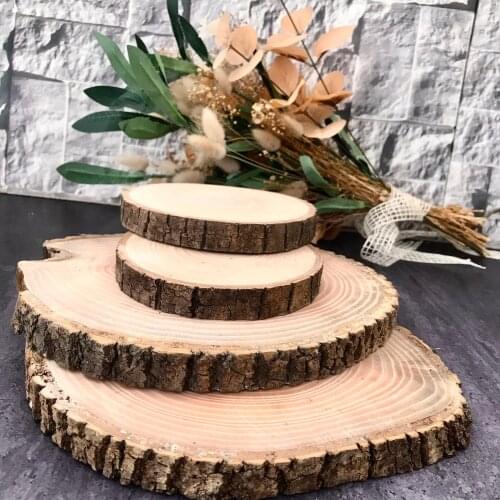 Log Of Wood Natural Round Slice Tree Bark Discs Cake Rustic Wooden Stand Wedding Party Painting Decor Home Decoration 10-20 CM