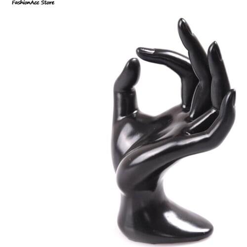 Display Holder Lady Mannequin Ok Shaped Stand Hand Black Ring Bracelet Plastic Necklace Chain Watch Display Stand
