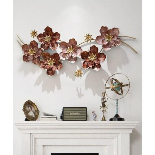 European Style Three-dimensional Flower Sofa Background Wall Decoration Pendant Restaurant Light Luxury Handmade Iron Hanging