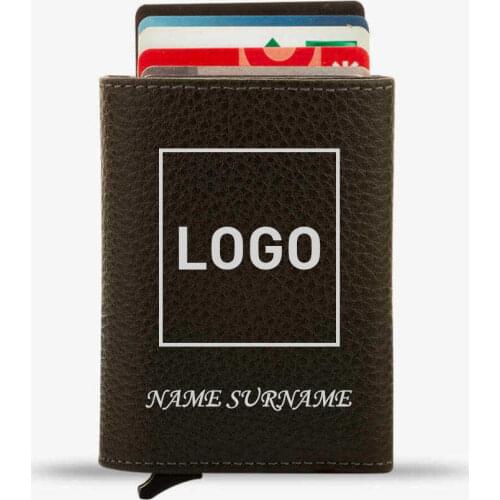 Customisable Automatic Pop-Up Leather Card Holder Dark Green