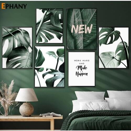 Monstera Banana Leaves Green Plant Canvas Painting Nordic Minimalist Posters and Prints for Living Room Wall Art Home Decor