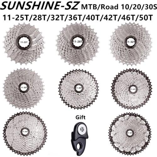 SUNSHINE-SZ 10/20/30 speed Cassette MTB/Road Bike Bicycle Freewheel 11-25/28/32/36/40/42/46/50T for deore SHIMANO M6000 KMX X10