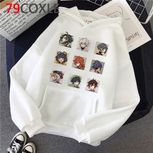 Kawaii Genshin Impact Graphic Hoodies Men Funny Cartoon Streetwear Harajuku Anime Unisex Tops Winter Keqing Sweatshirts Male