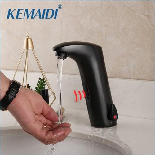 KEMAIDI ORB Black Bathroom Sensor Faucet Automatic Inflrared Sensor Hand Touch Tap Hot Cold Mixer Chrome Polished Sink Mixer